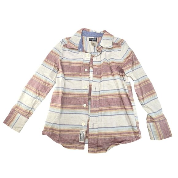 Oshkosh Bgosh Boys Striped Button-Up Shirt Size 6 Long Sleeve Casual JJ3950 - Picture 1 of 6